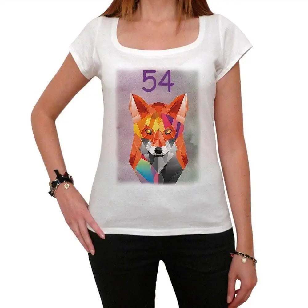 Women's Graphic T-Shirt Geometric Fox 54 54th Birthday Anniversary 54 Year Old Gift 1970 Vintage Eco-Friendly Ladies Short Sleeve Novelty Tee