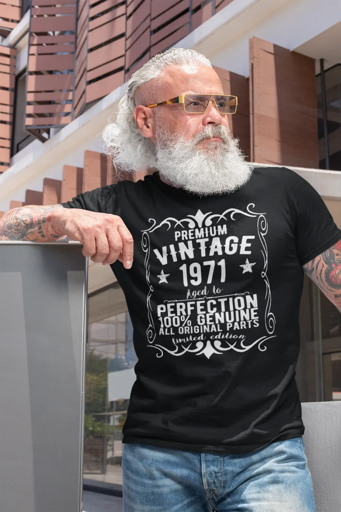 Premium Vintage Year 1971, Black, Men's Short Sleeve Round Neck T-shirt, gift t-shirt 00347