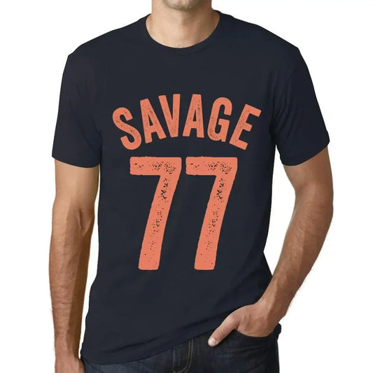 Men's Graphic T-Shirt Savage 77 77th Birthday Anniversary 77 Year Old Gift 1947 Vintage Eco-Friendly Short Sleeve Novelty Tee