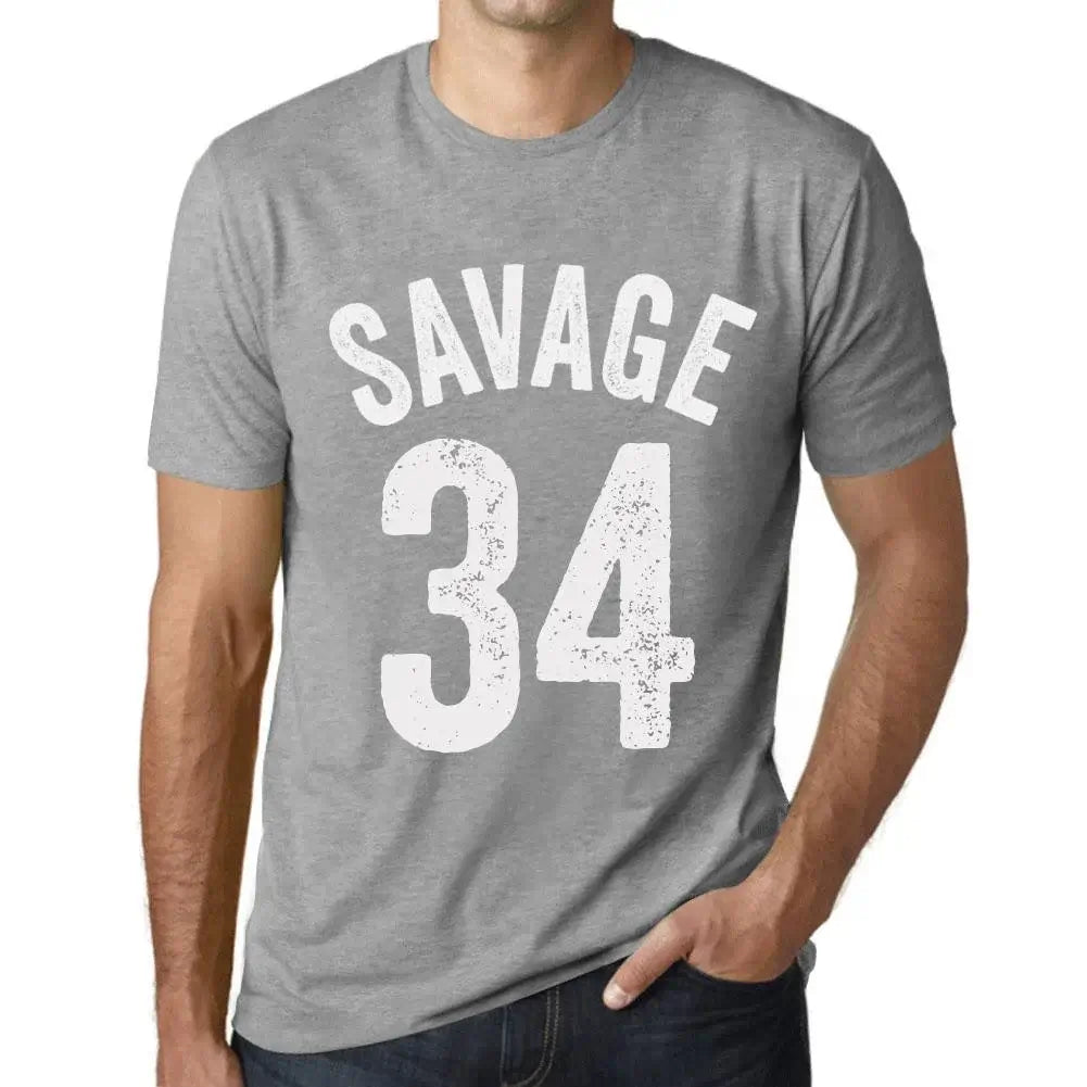 Men's Graphic T-Shirt Savage 34 34th Birthday Anniversary 34 Year Old Gift 1990 Vintage Eco-Friendly Short Sleeve Novelty Tee