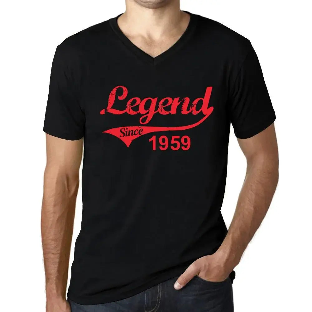 Men's Graphic T-Shirt V Neck Legend Since 1959 65th Birthday Anniversary 65 Year Old Gift 1959 Vintage Eco-Friendly Short Sleeve Novelty Tee