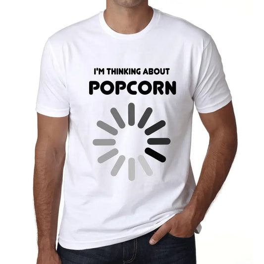Men's Graphic T-Shirt I'm Thinking About Popcorn Eco-Friendly Limited Edition Short Sleeve Tee-Shirt Vintage Birthday Gift Novelty