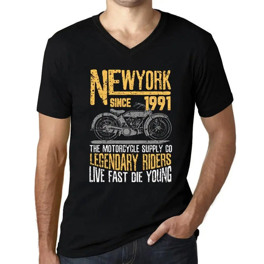 Men's Graphic T-Shirt V Neck Motorcycle Legendary Riders Since 1991 33rd Birthday Anniversary 33 Year Old Gift 1991 Vintage Eco-Friendly Short Sleeve Novelty Tee