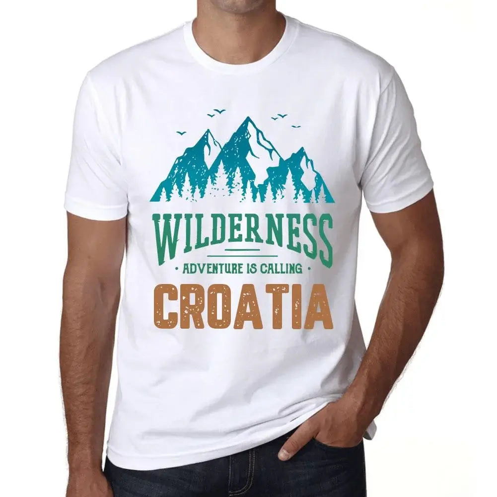 Men's Graphic T-Shirt Wilderness, Adventure Is Calling Croatia Eco-Friendly Limited Edition Short Sleeve Tee-Shirt Vintage Birthday Gift Novelty