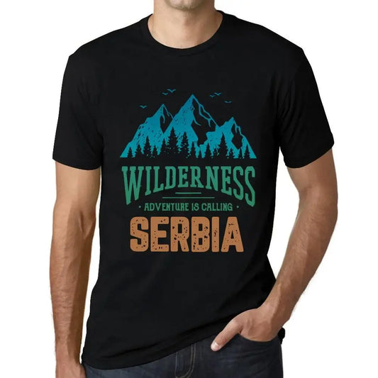 Men's Graphic T-Shirt Wilderness, Adventure Is Calling Serbia Eco-Friendly Limited Edition Short Sleeve Tee-Shirt Vintage Birthday Gift Novelty