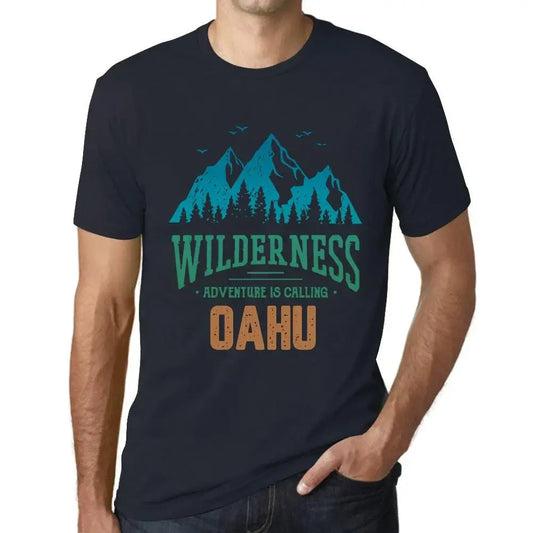 Men's Graphic T-Shirt Wilderness, Adventure Is Calling Oahu Eco-Friendly Limited Edition Short Sleeve Tee-Shirt Vintage Birthday Gift Novelty