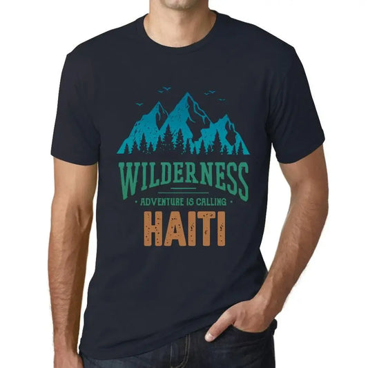 Men's Graphic T-Shirt Wilderness, Adventure Is Calling Haiti Eco-Friendly Limited Edition Short Sleeve Tee-Shirt Vintage Birthday Gift Novelty