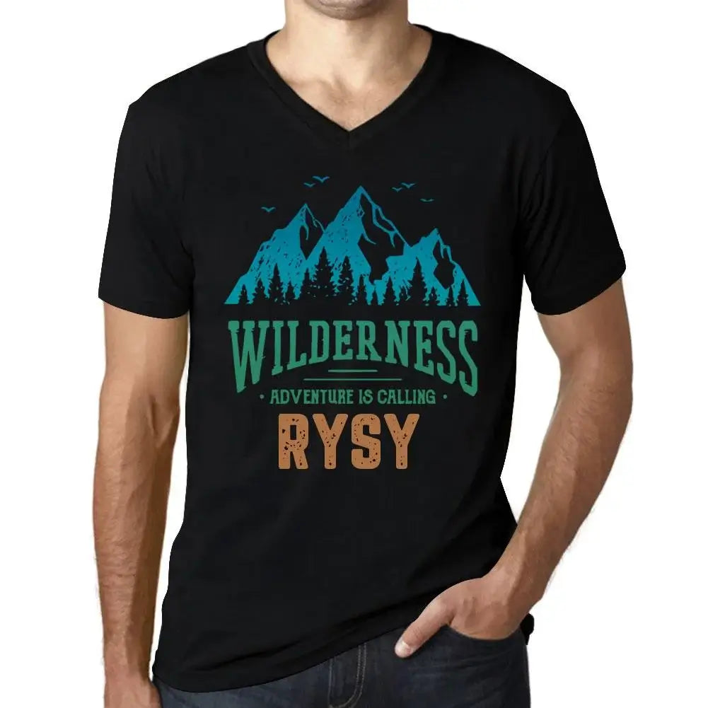 Men's Graphic T-Shirt V Neck Wilderness, Adventure Is Calling Rysy Eco-Friendly Limited Edition Short Sleeve Tee-Shirt Vintage Birthday Gift Novelty