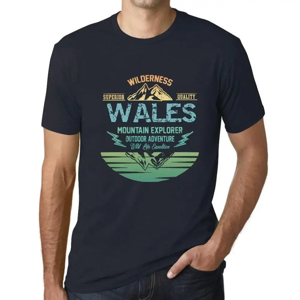 Men's Graphic T-Shirt Outdoor Adventure, Wilderness, Mountain Explorer Wales Eco-Friendly Limited Edition Short Sleeve Tee-Shirt Vintage Birthday Gift Novelty