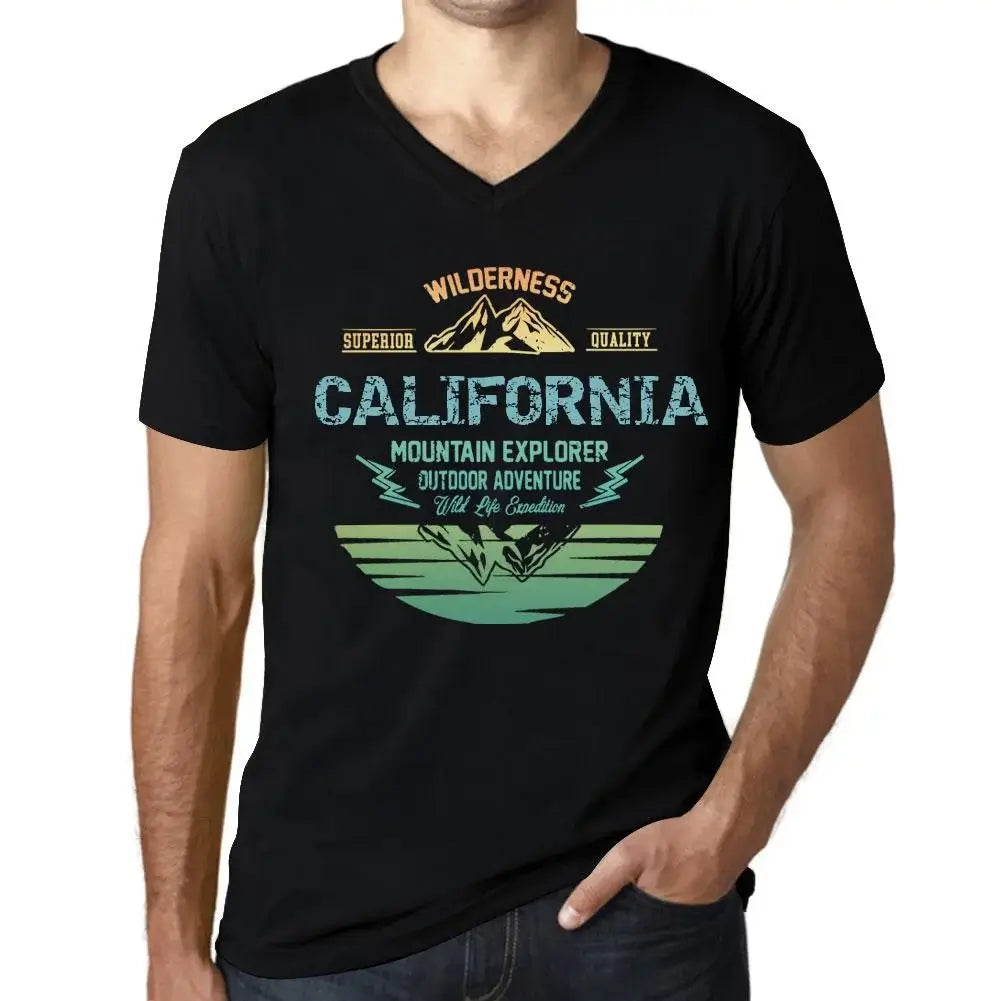 Men's Graphic T-Shirt V Neck Outdoor Adventure, Wilderness, Mountain Explorer California Eco-Friendly Limited Edition Short Sleeve Tee-Shirt Vintage Birthday Gift Novelty