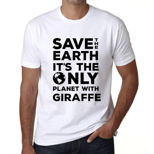 Men's Graphic T-Shirt Save The Earth It’s The Only Planet With Giraffe Eco-Friendly Limited Edition Short Sleeve Tee-Shirt Vintage Birthday Gift Novelty