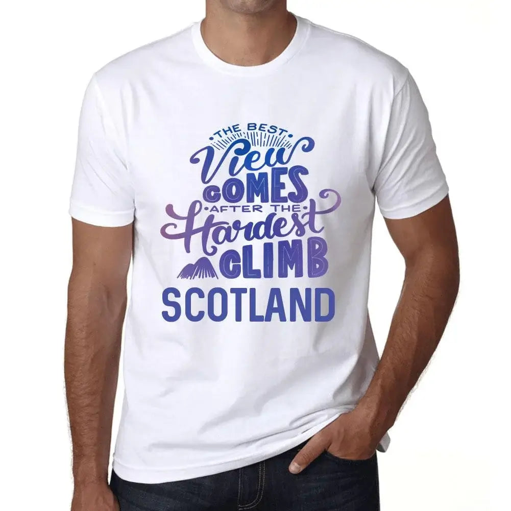 Men's Graphic T-Shirt The Best View Comes After Hardest Mountain Climb Scotland Eco-Friendly Limited Edition Short Sleeve Tee-Shirt Vintage Birthday Gift Novelty