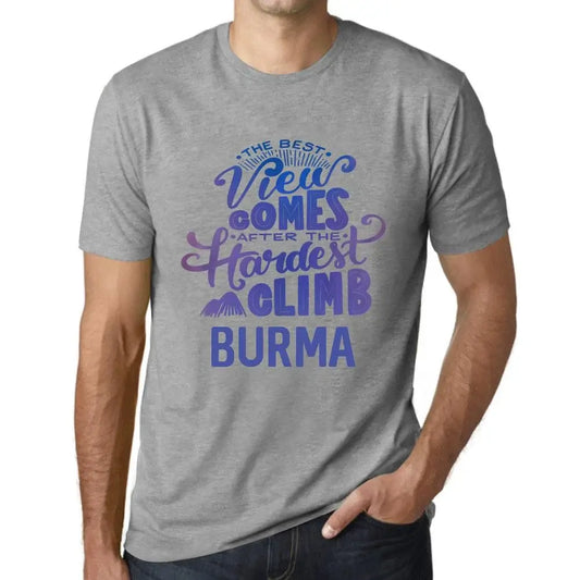 Men's Graphic T-Shirt The Best View Comes After Hardest Mountain Climb Burma Eco-Friendly Limited Edition Short Sleeve Tee-Shirt Vintage Birthday Gift Novelty