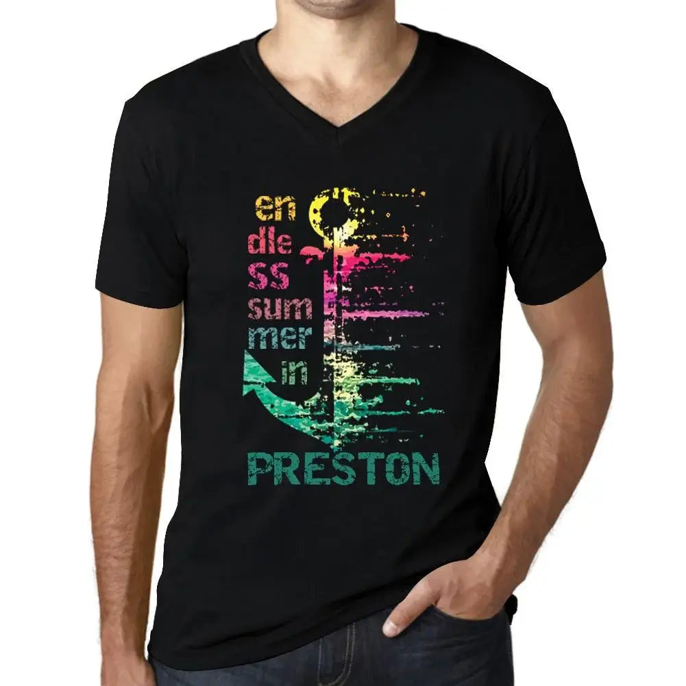 Men's Graphic T-Shirt V Neck Endless Summer In Preston Eco-Friendly Limited Edition Short Sleeve Tee-Shirt Vintage Birthday Gift Novelty