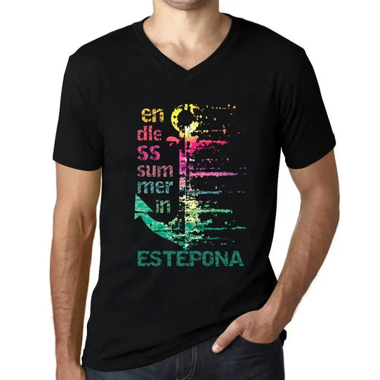 Men's Graphic T-Shirt V Neck Endless Summer In Estepona Eco-Friendly Limited Edition Short Sleeve Tee-Shirt Vintage Birthday Gift Novelty