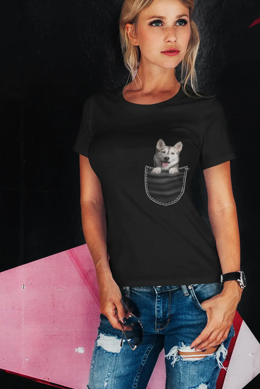 ULTRABASIC Graphic Women's T-Shirt Siberian Husky - Cute Dog In Your Pocket
