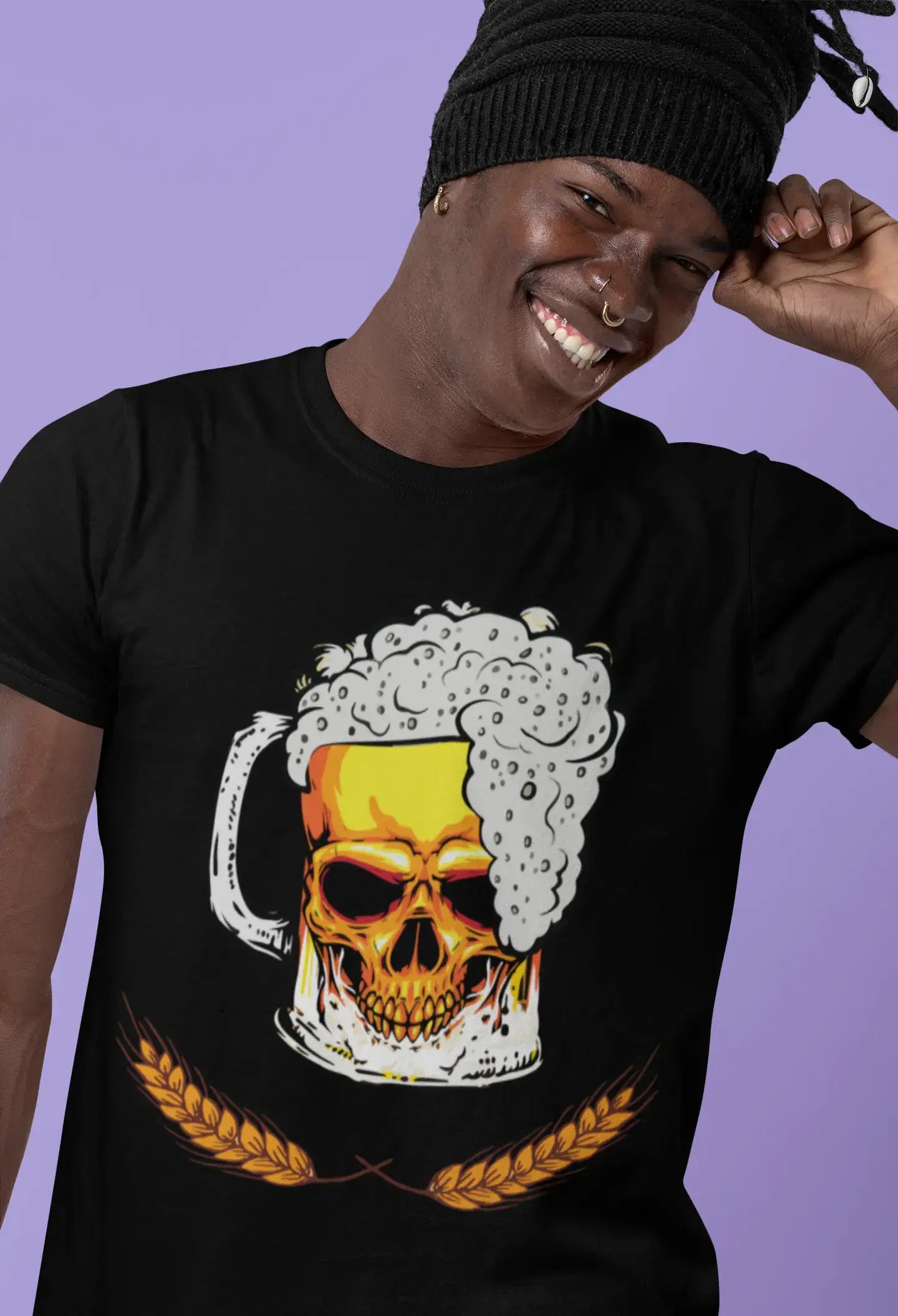 ULTRABASIC Men's T-Shirt Beer Skull - Funny Beer Lover Drinking Tee Shirt