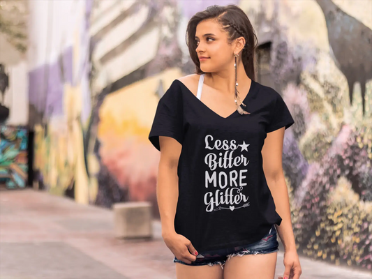 ULTRABASIC Women's T-Shirt Less Bitter More Glitter - Short Sleeve Tee Shirt Tops