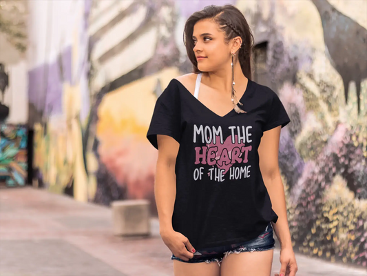 ULTRABASIC Women's T-Shirt Mom the Heart of the Home - Short Sleeve Tee Shirt Tops