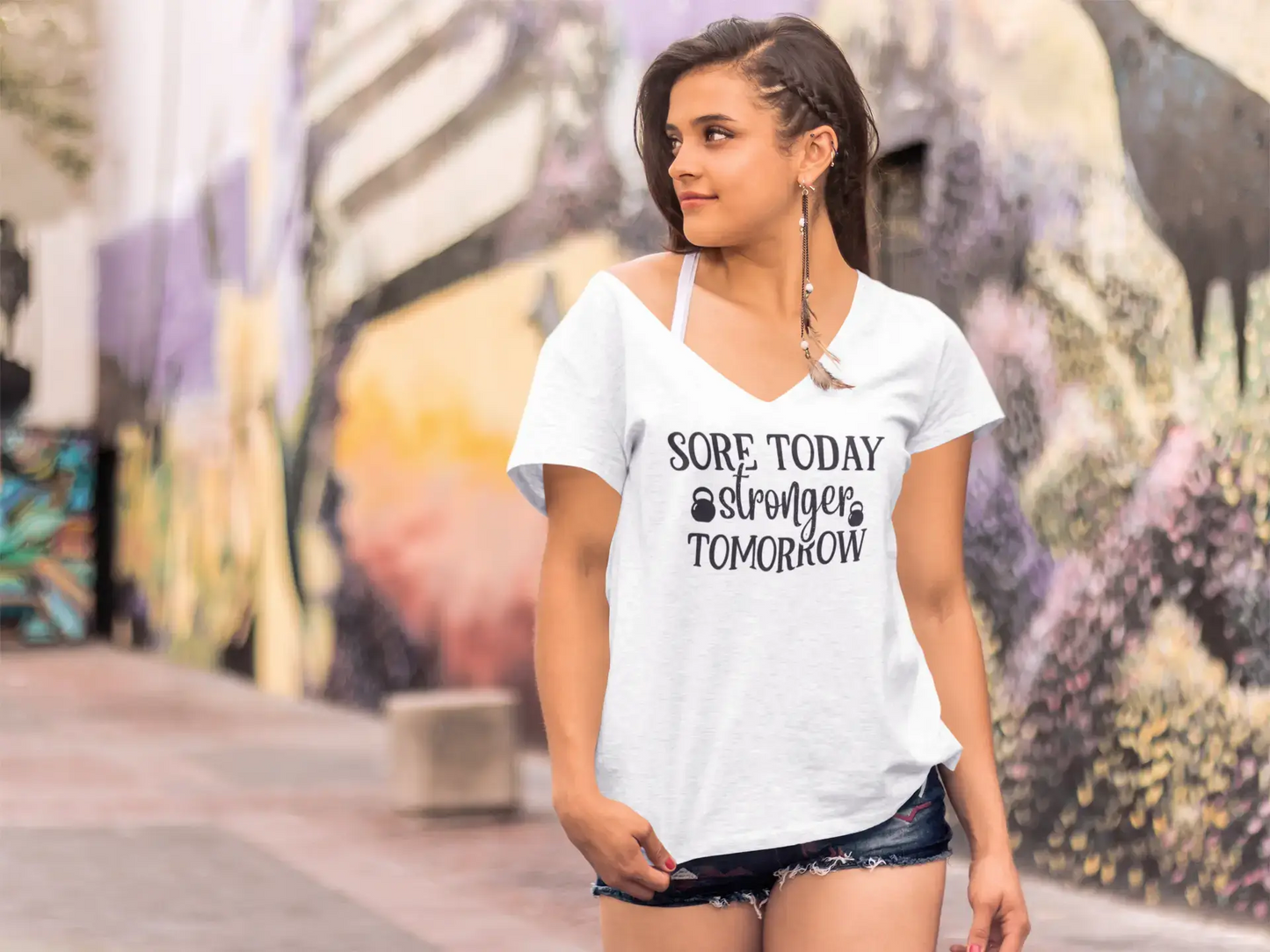 ULTRABASIC Women's Novelty T-Shirt Sore Today Stronger Tomorrow - Funny Short Sleeve Tee Shirt