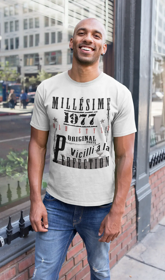 1977,birthday gifts for him,birthday t-shirts,Men's Short Sleeve Round Neck T-shirt , FR Vintage White Men's 00135
