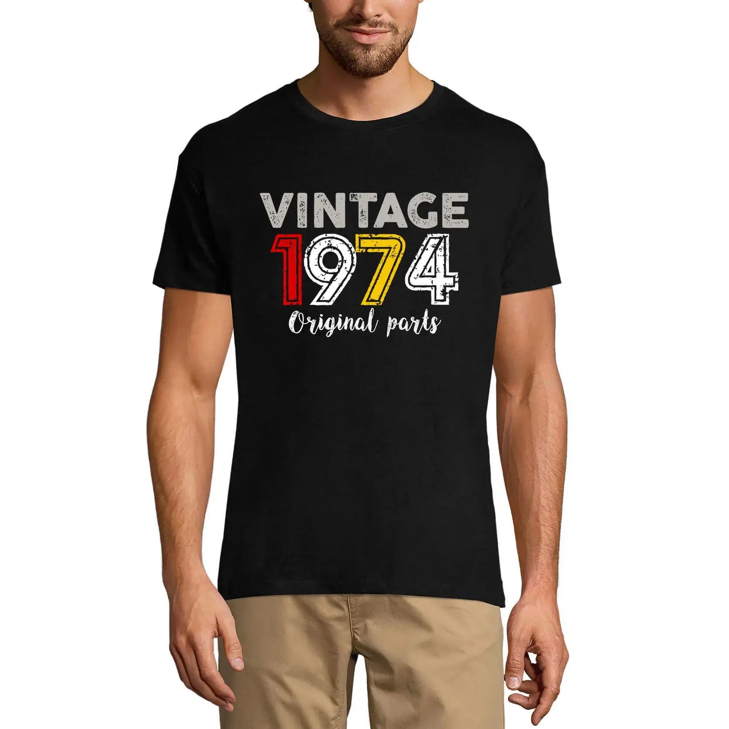 Men's Graphic T-Shirt Original Parts 1974 50th Birthday Anniversary 50 Year Old Gift 1974 Vintage Eco-Friendly Short Sleeve Novelty Tee