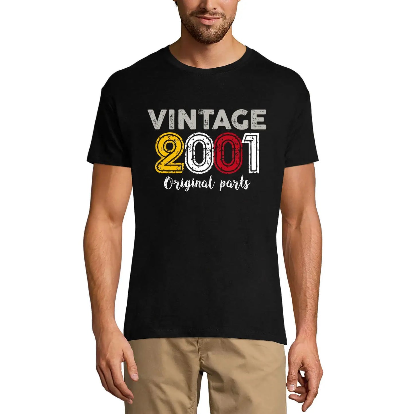 Men's Graphic T-Shirt Original Parts 2001 23rd Birthday Anniversary 23 Year Old Gift 2001 Vintage Eco-Friendly Short Sleeve Novelty Tee