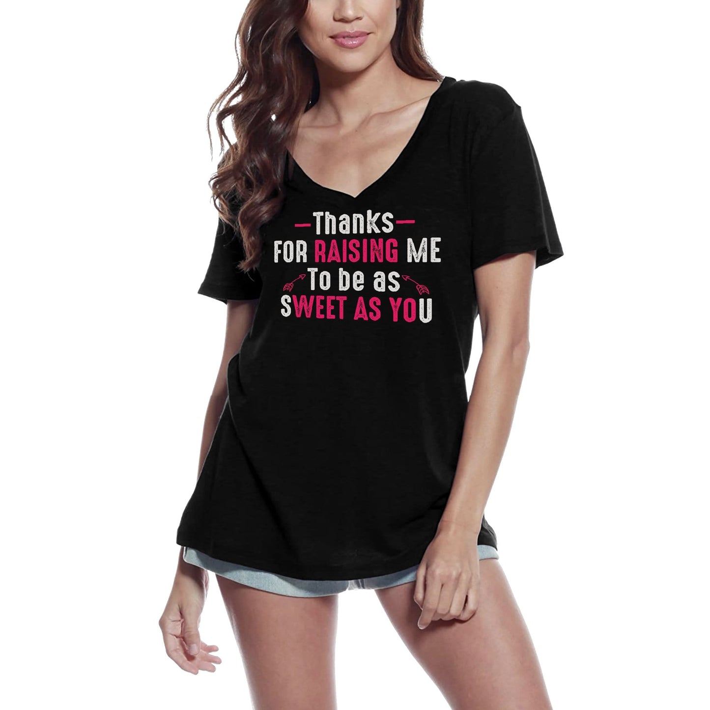 ULTRABASIC Women's T-Shirt Thanks for Raising Me - Mom Tee Shirt Tops