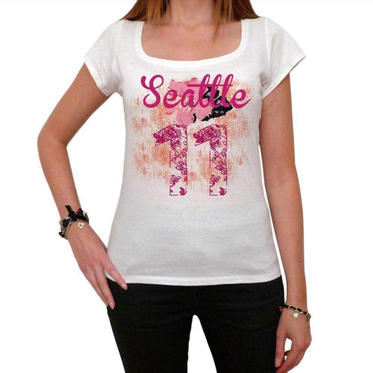 11, Seattle, Women's Short Sleeve Round Neck T-shirt 00008 - ultrabasic-com