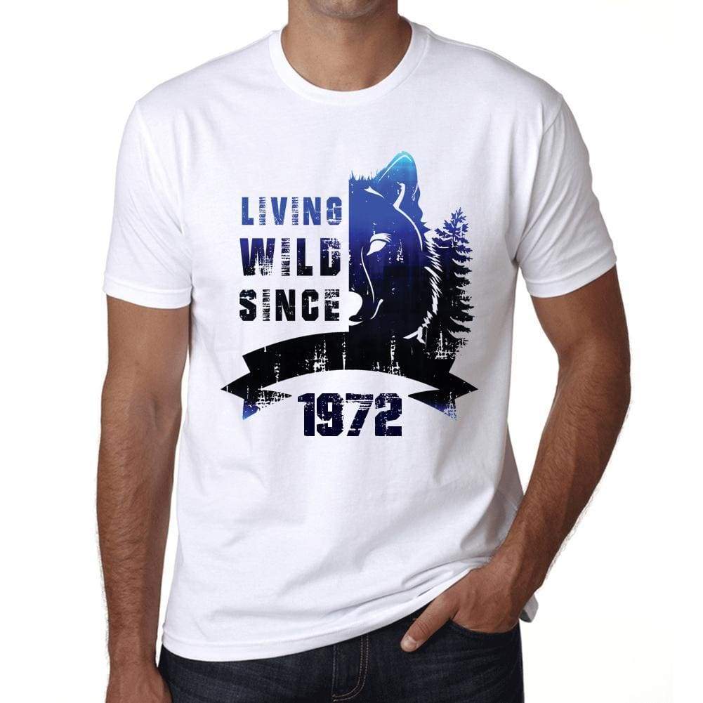 1972, Living Wild Since 1972 Men's T-shirt White Birthday Gift 00508 - ultrabasic-com