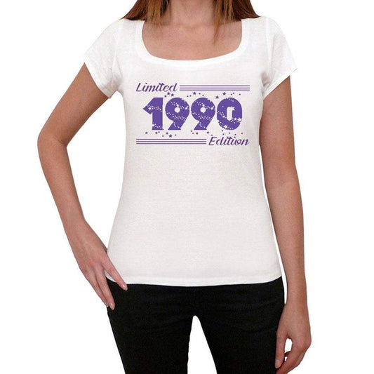 1990 Limited Edition Star Womens T-Shirt White Birthday Gift 00382 - White / Xs - Casual