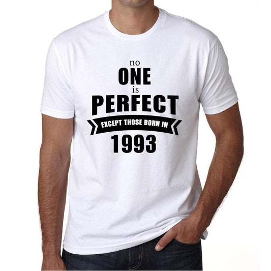 1993 No One Is Perfect White Mens Short Sleeve Round Neck T-Shirt 00093 - White / S - Casual