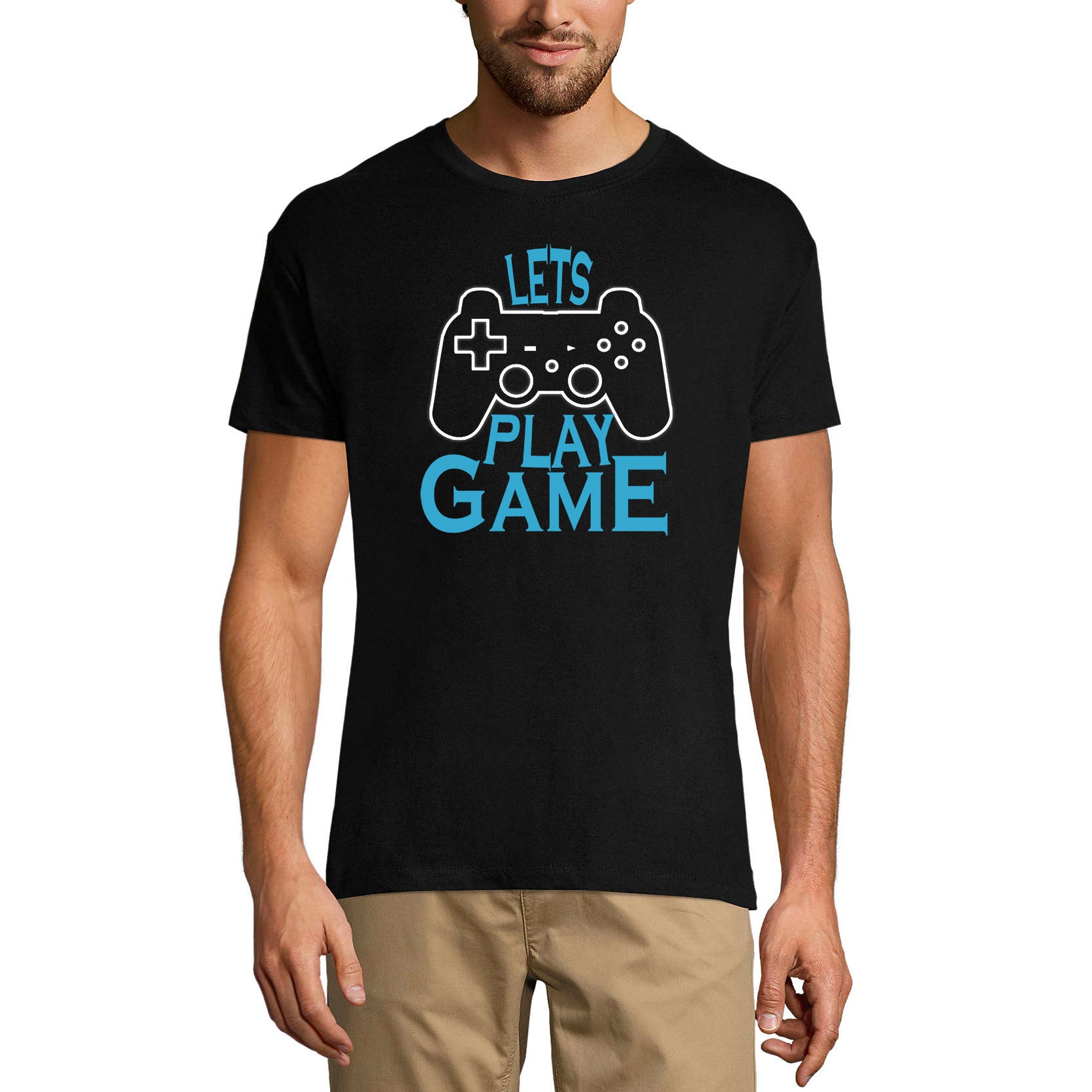 ULTRABASIC Men's T-Shirt Let's Play Game - Gaming Apparel for Men parenting life dad awesome gamer i paused my game alien player ufo playstation tee shirt clothes gaming apparel gifts super mario nintendo call of duty graphic tshirt video game funny geek gift for the gamer fortnite pubg humor son father birthday