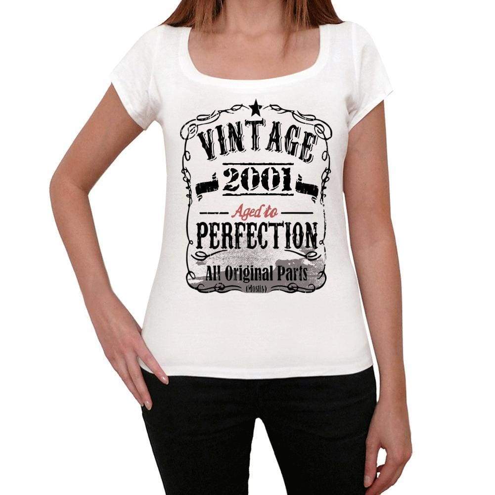 2001 Vintage Aged To Perfection Womens T-Shirt White Birthday Gift 00491 - White / Xs - Casual