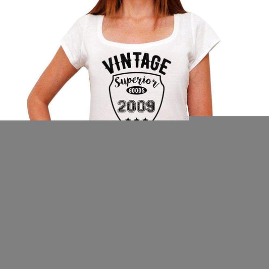 2009 Vintage Superior White Womens Short Sleeve Round Neck T-Shirt - White / Xs - Casual