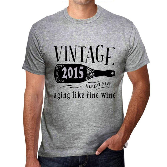 2015 Aging Like A Fine Wine Mens T-Shirt Grey Birthday Gift 00459 - Grey / S - Casual