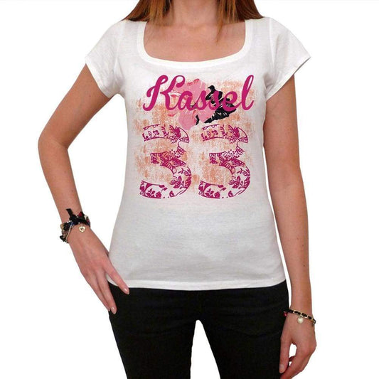 33 Kassel City With Number Womens Short Sleeve Round White T-Shirt 00008 - Casual