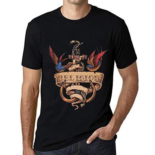 Ultrabasic - Homme T-Shirt Graphique Anchor Tattoo Religion Noir Profond