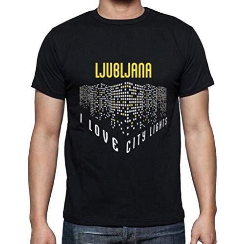 Ultrabasic - Homme T-Shirt Graphique J'aime Ljubljana Lumières Noir Profond