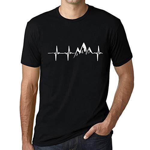 Ultrabasic - Homme T-Shirt Graphique Rythme Cardiaque de Montagne Noir Profond