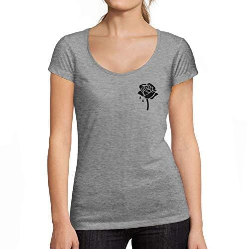 Ultrabasic - Tee-Shirt Femme col Rond Décolleté Rose Fleur Mignonne