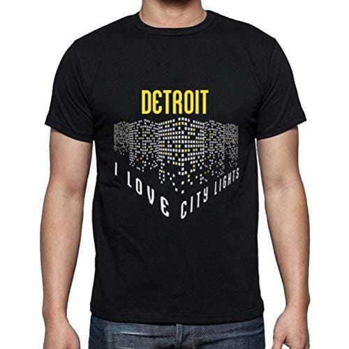 Ultrabasic - Homme T-Shirt Graphique J'aime Detroit Lumières Noir Profond