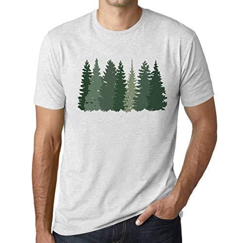 Ultrabasic - Homme T-Shirt Graphique Arbres Forestiers Blanc Chiné
