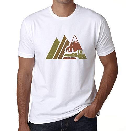 Ultrabasic - Homme Graphique Montagne Rétro Écran Impression de Lettre Tee Shirt Cadeau Blanco