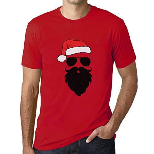 Ultrabasic - Homme Graphique Marrant Père Noël Cool Impression de Lettre Tee Shirt Cadeau Rouge