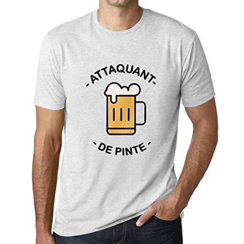 Homme T-Shirt Graphique Imprimé Vintage Tee Attaquant de Pinte Blanc Chiné