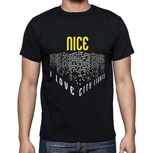 Ultrabasic - Homme T-Shirt Graphique J'aime Nice Lumières Noir Profond