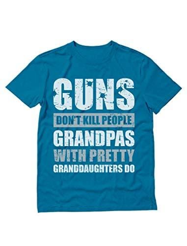 Men's T-Shirt Guns Don't Kill Grandpas Granddaughter Grandpa, Papa T-Shirt Aqua