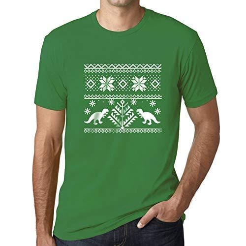 Ultrabasic - Homme T-Shirt Graphique Dinosaure Drôle Imprimé Lettres Noël Cadeau Vert Prairie