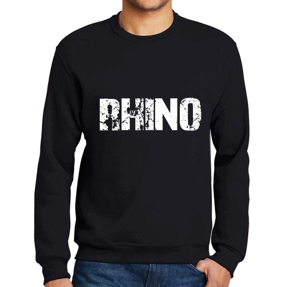 Homme Imprimé Graphique Sweat-Shirt Popular Words Rhino Noir Profond
